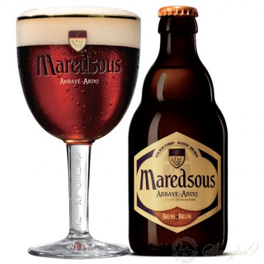 One case of Maredsous 8 Bruin (Dubbel) + One Maredsous Glass