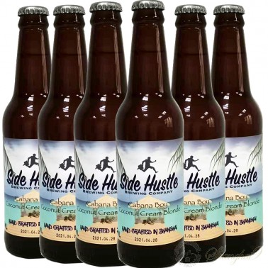 6 bottles of Side Hustle Cabana Boy Coconut Cream Blonde Ale