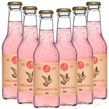 6瓶三分粉红葡萄柚风味汽水(碳酸饮料）- 200ml*6